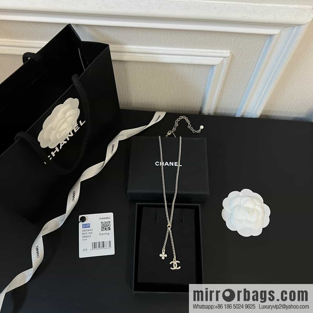 New ☑️ Chanel double c rhombus full diamond tassel necklace