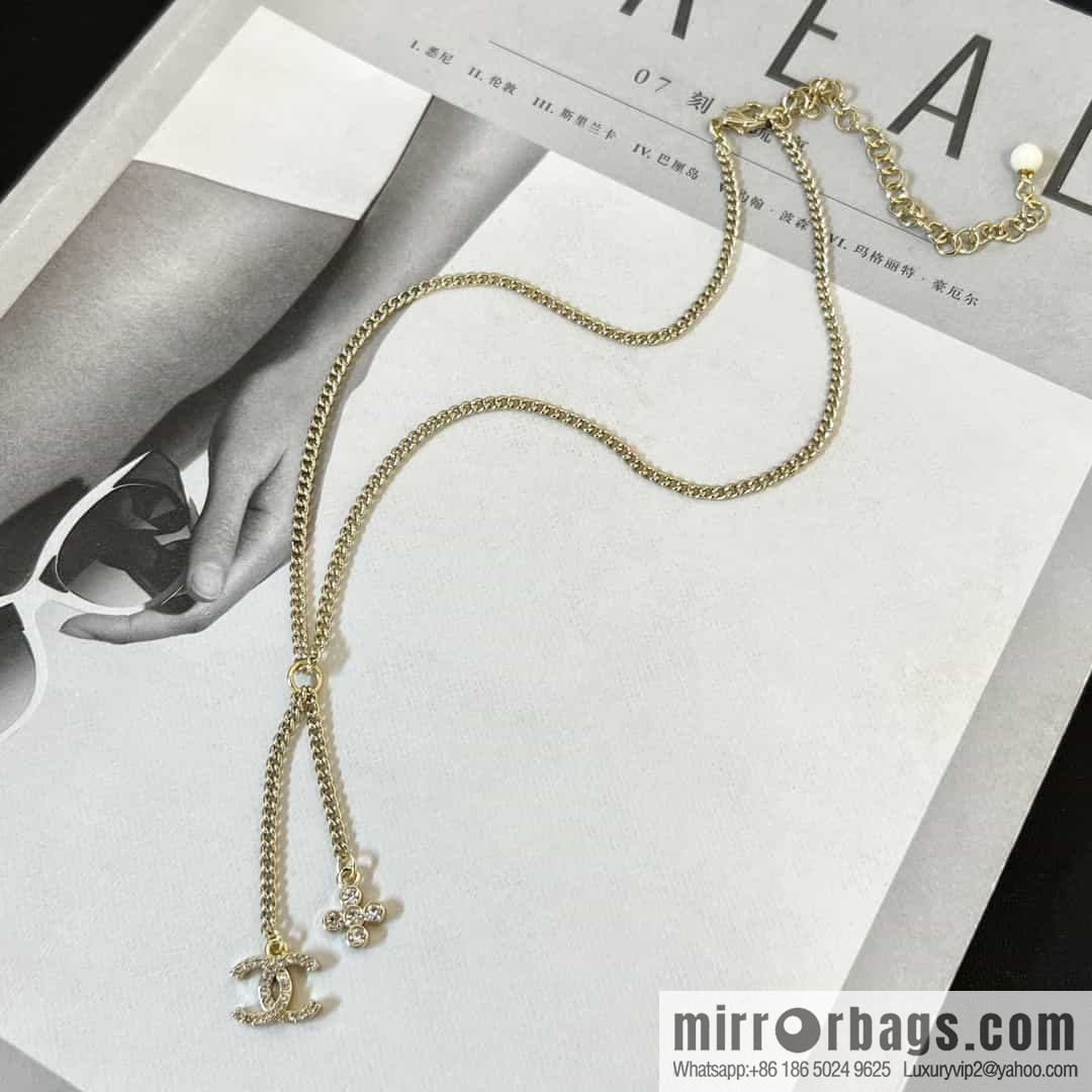 New ☑️ Chanel double c rhombus full diamond tassel necklace