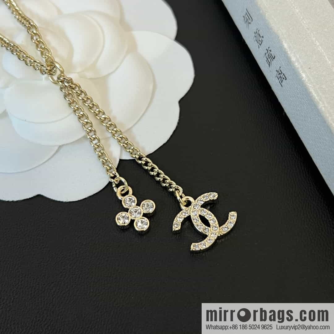 New ☑️ Chanel double c rhombus full diamond tassel necklace