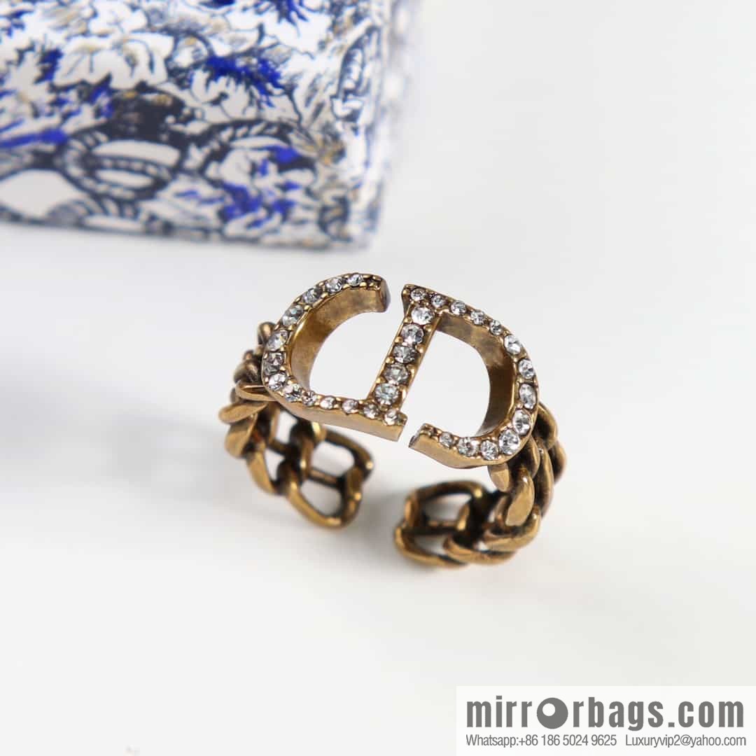 New ☑️ DIOR CD full diamond hollow open ring