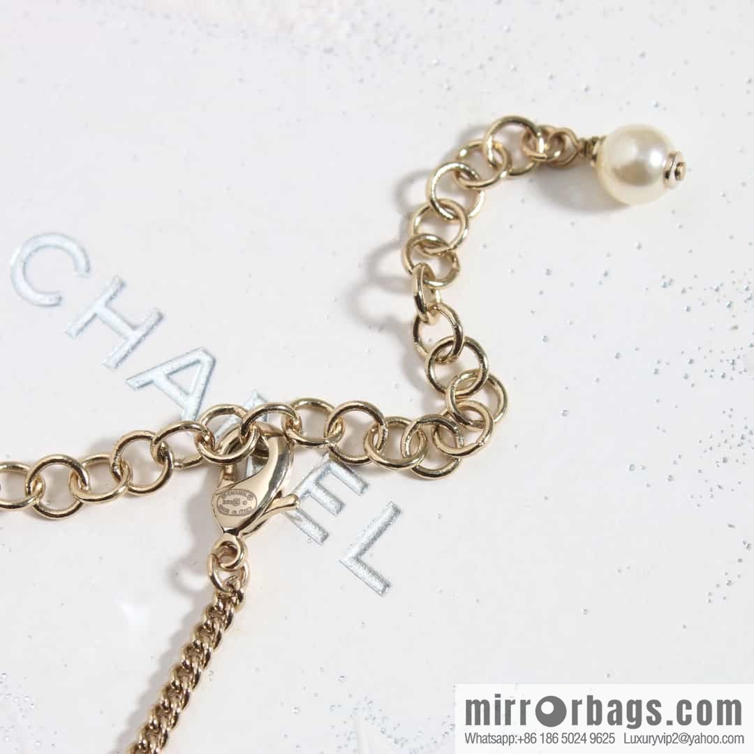 New ☑️ Chanel Full Diamond Double C Pentagram ⭐ Fringe Necklace