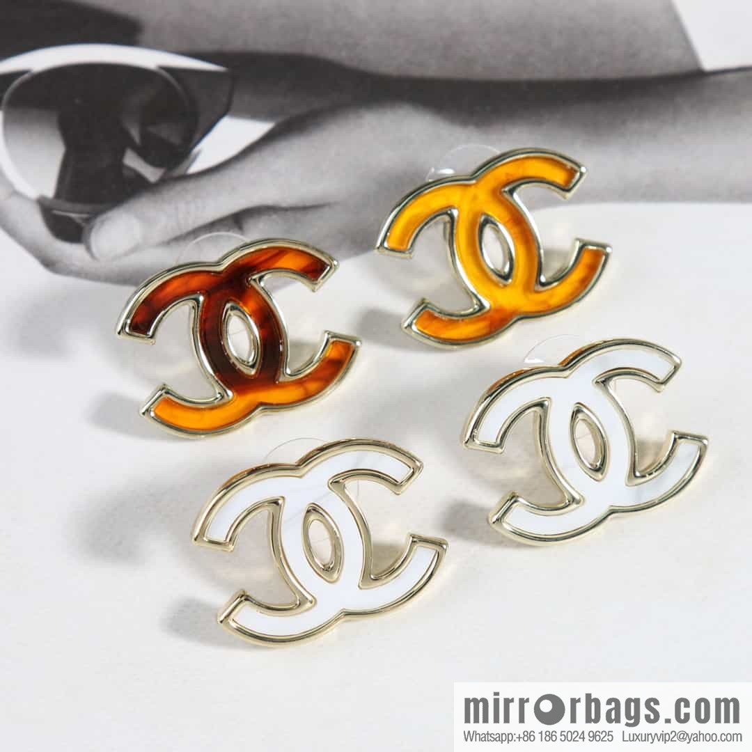 New ☑️ Chanel C1 double c three-color stud earrings