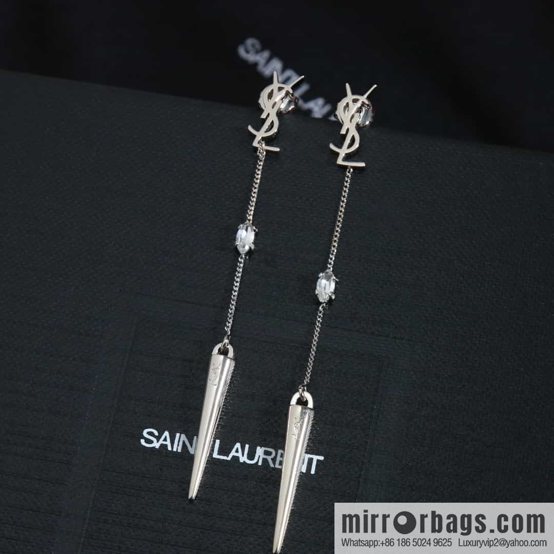 Saint Laurent YSL fringed stud earrings