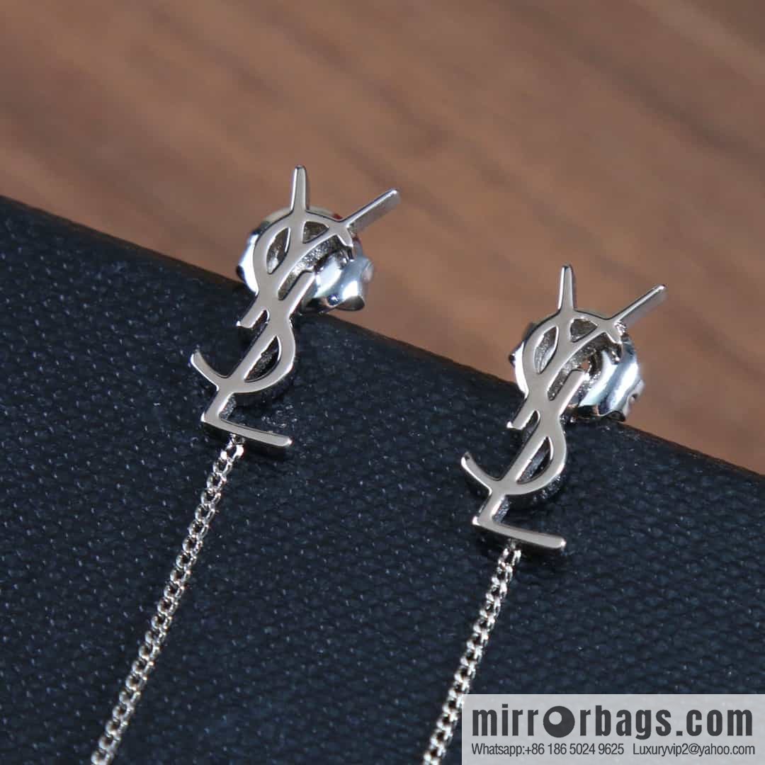 Saint Laurent YSL fringed stud earrings