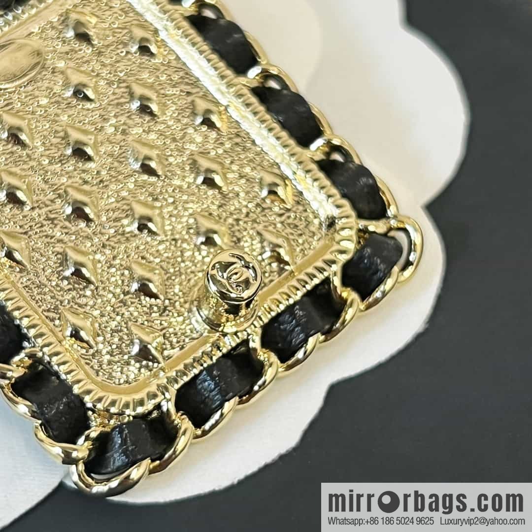New ☑️ Chanel double c perfume bottle black leather rope brooch