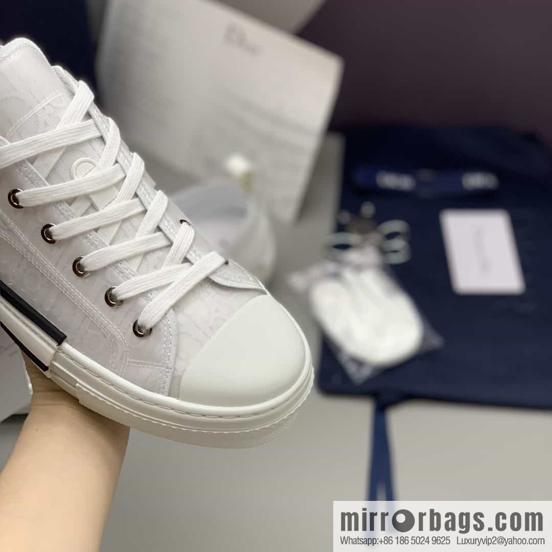 Dior Unisex low-top shoes with clear mesh fabric inserts and grey Oblique printed canvas