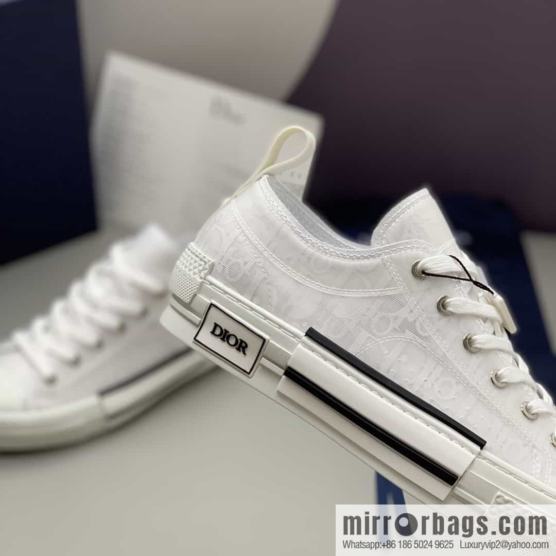 Dior Unisex low-top shoes with clear mesh fabric inserts and grey Oblique printed canvas