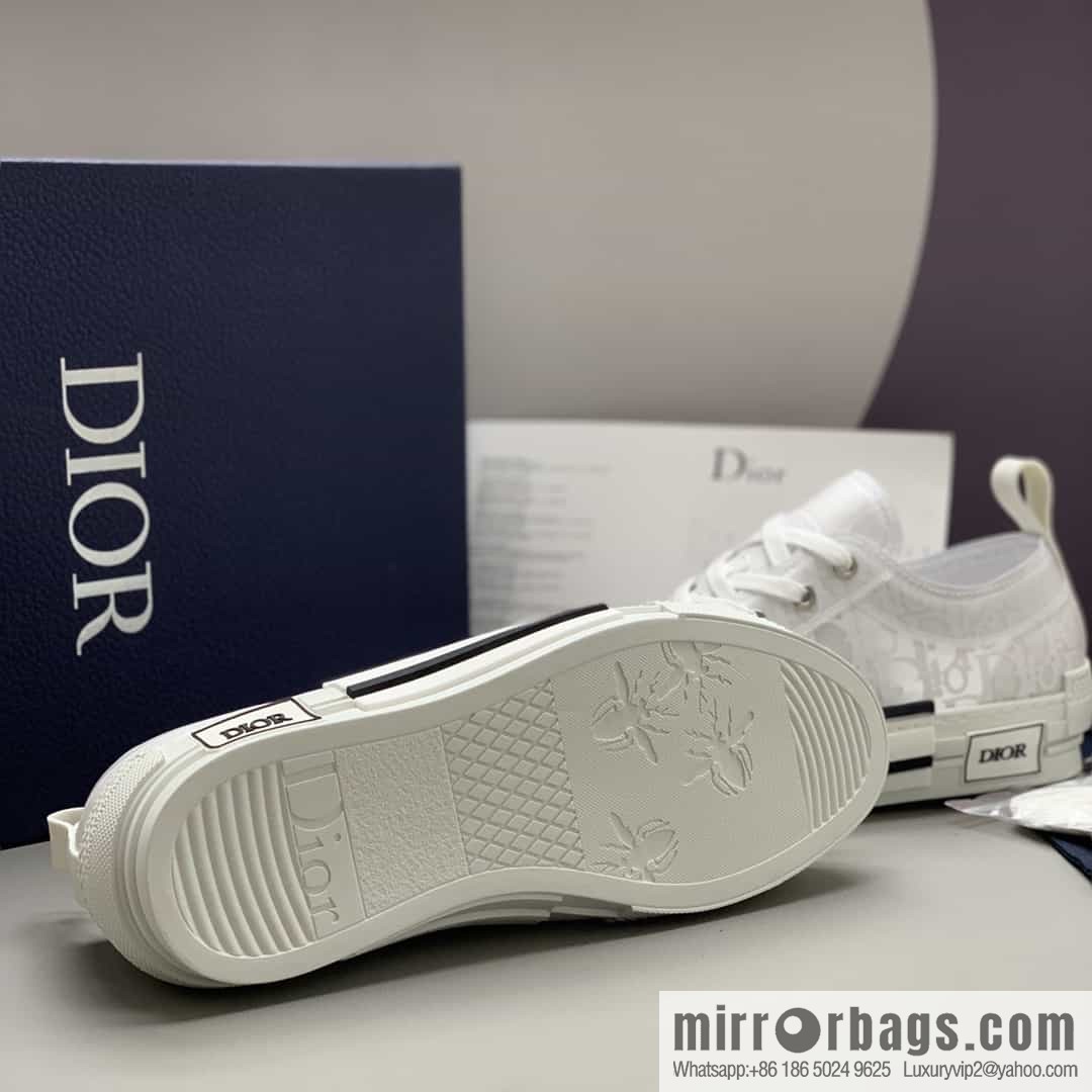 Dior Unisex low-top shoes with clear mesh fabric inserts and grey Oblique printed canvas