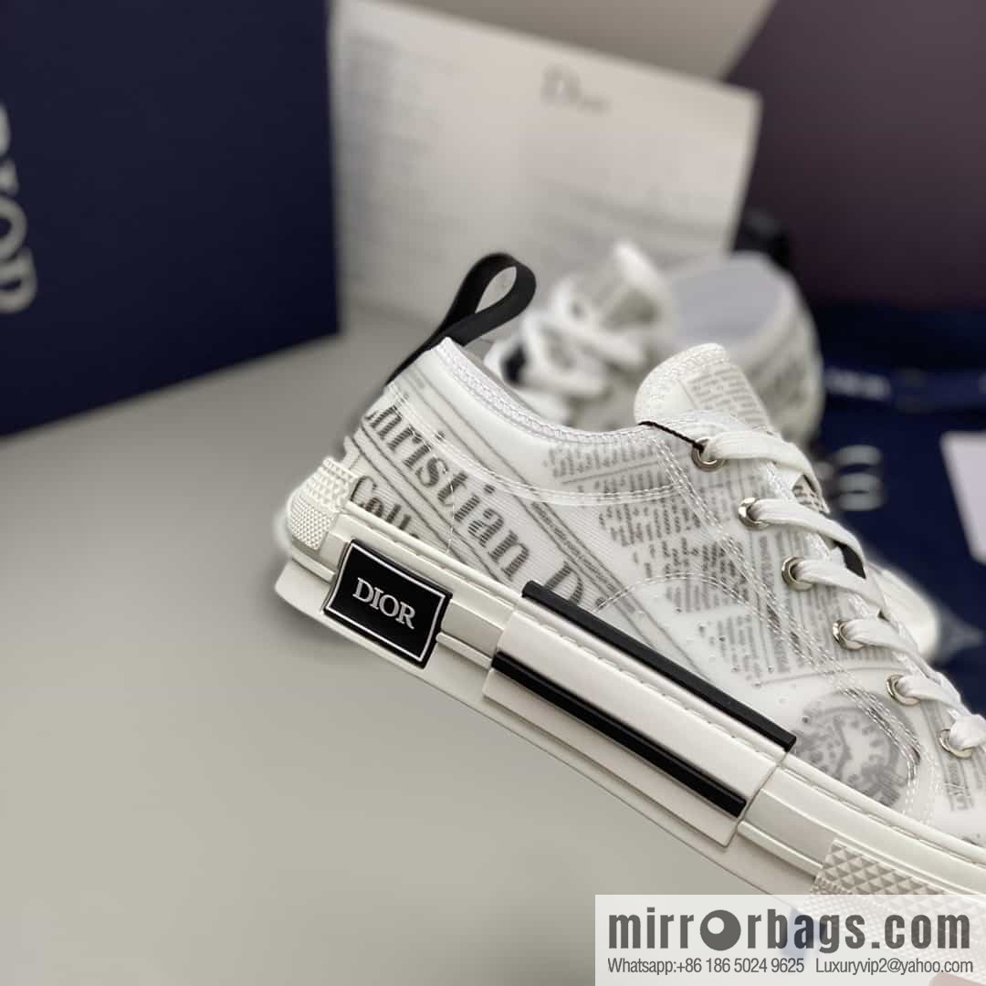 Dior Unisex low-top shoes with clear mesh fabric inserts and grey Oblique printed canvas