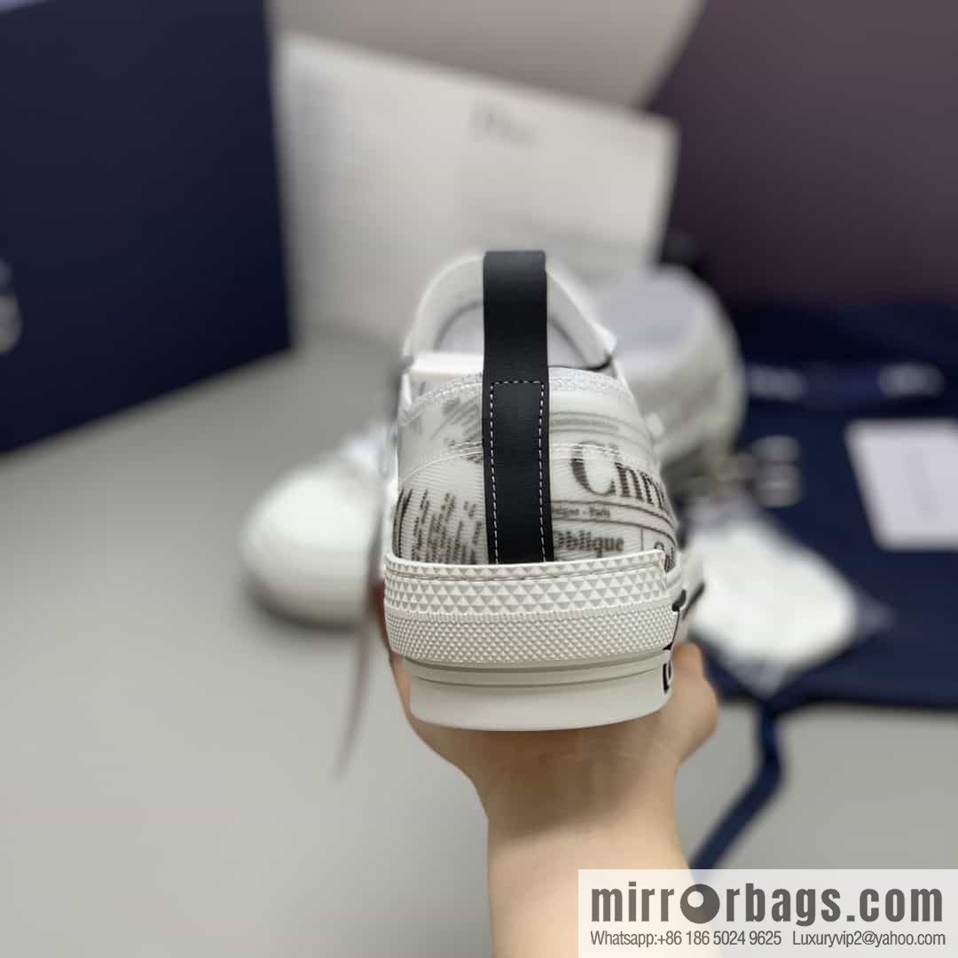 Dior Unisex low-top shoes with clear mesh fabric inserts and grey Oblique printed canvas