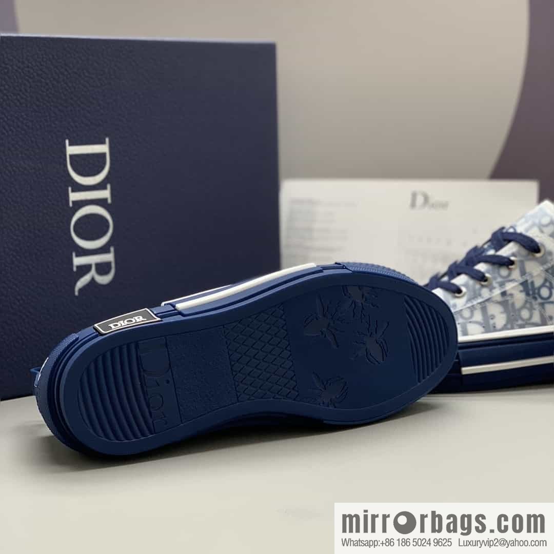 Dior Unisex low-top shoes with clear mesh fabric inserts and grey Oblique printed canvas