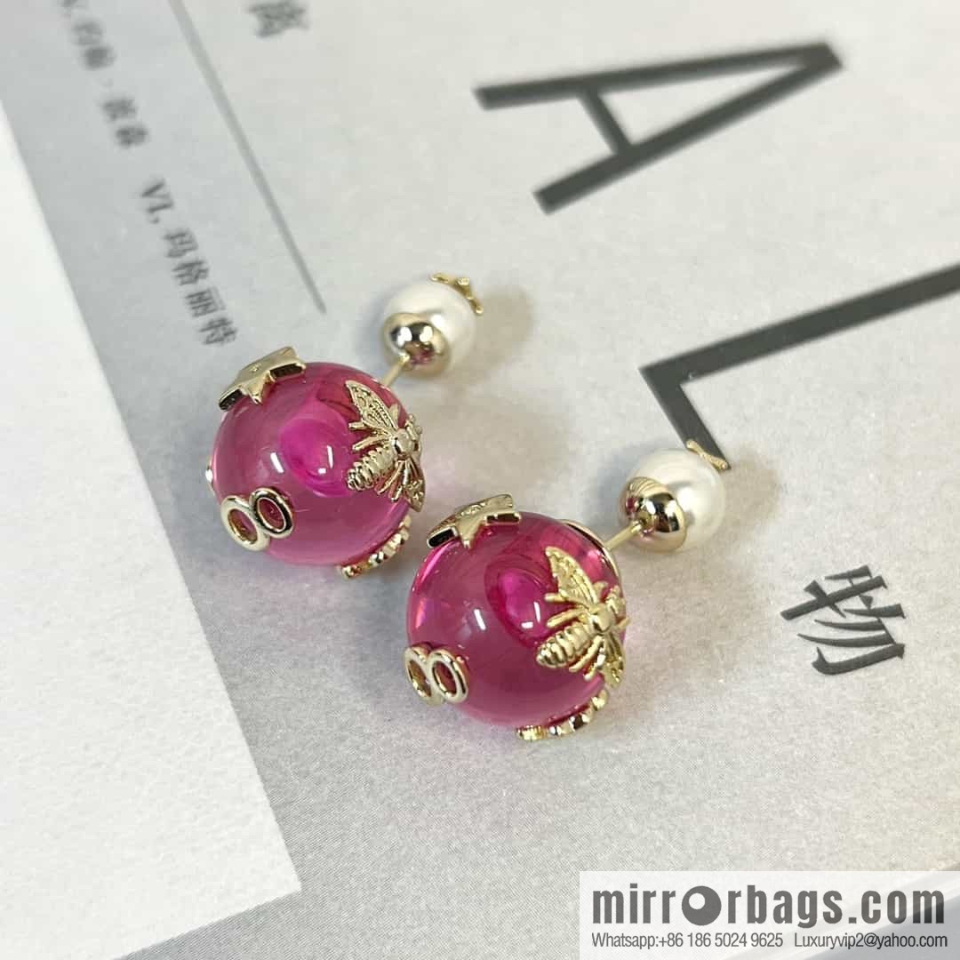 New ☑️ DIOR pearl pink bead stud earrings