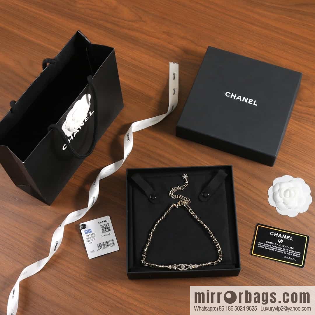 New ☑️ Chanel Double C Square Flower Black Leather Rope Necklace Necklace