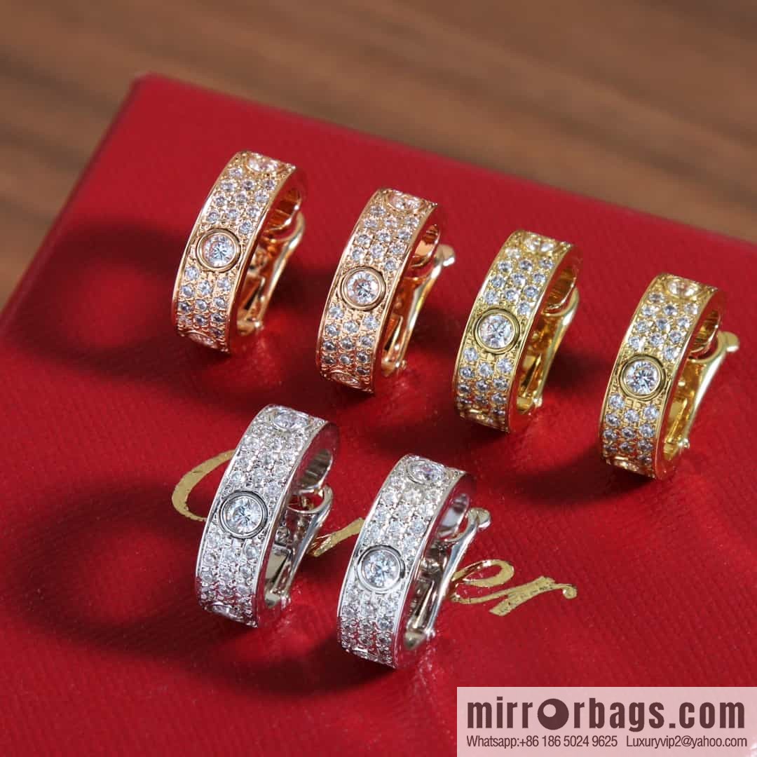 Cartier LOVE series, Gypsy full diamond stud earrings