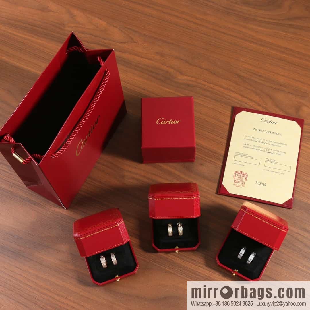 Cartier LOVE series, Gypsy full diamond stud earrings