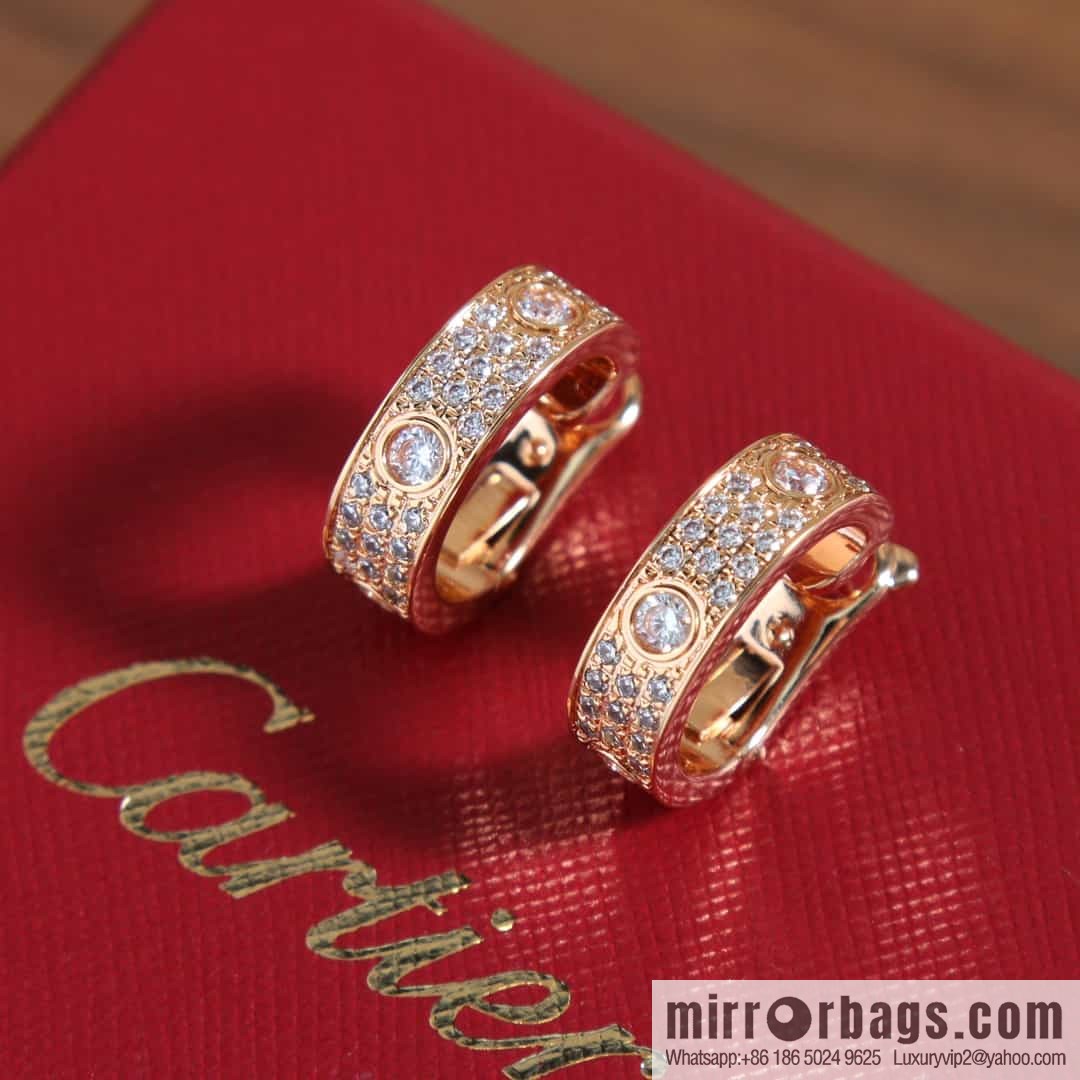 Cartier LOVE series, Gypsy full diamond stud earrings
