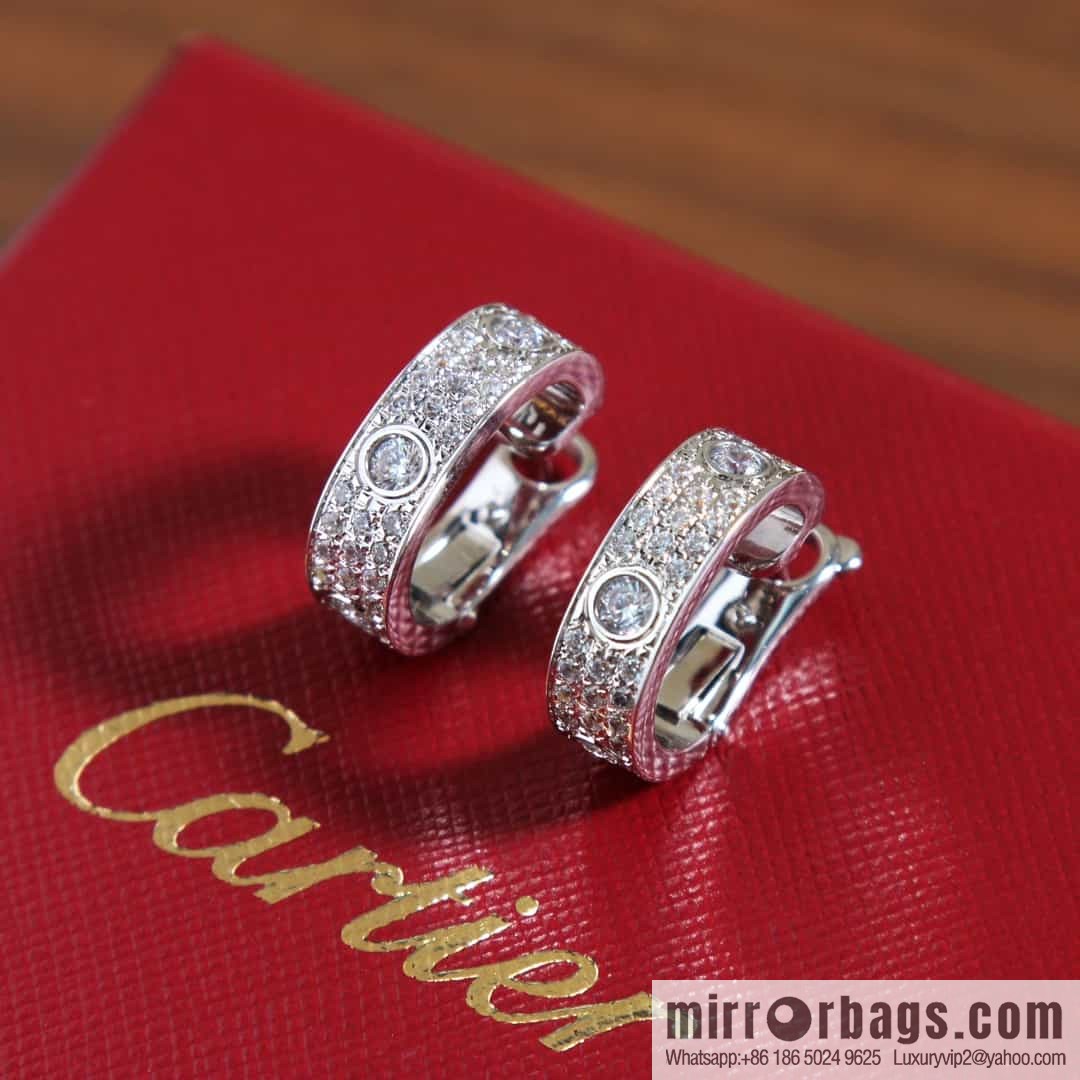 Cartier LOVE series, Gypsy full diamond stud earrings