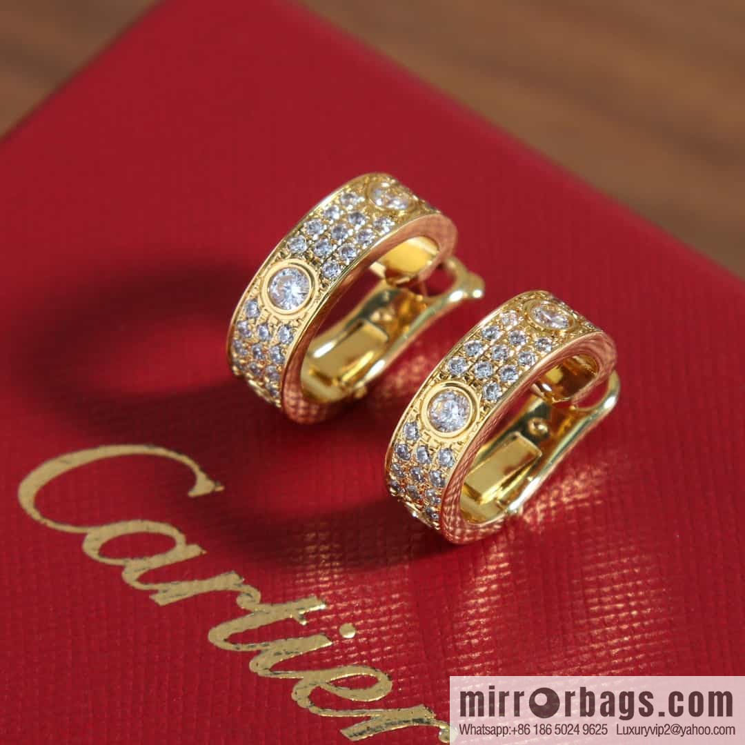 Cartier LOVE series, Gypsy full diamond stud earrings