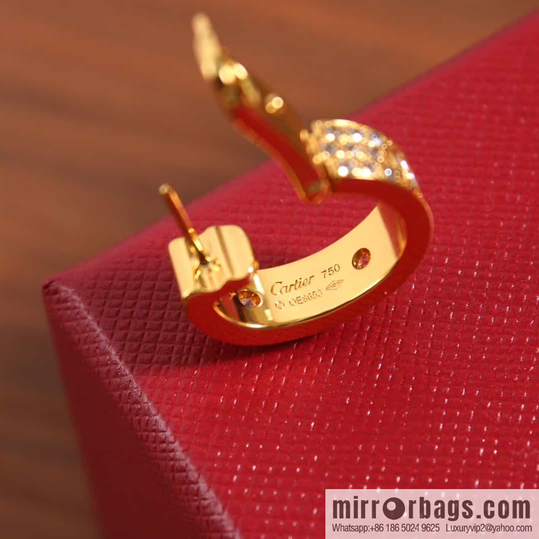 Cartier LOVE series, Gypsy full diamond stud earrings