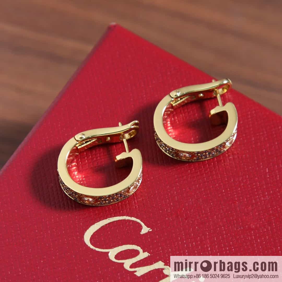 Cartier LOVE series, Gypsy full diamond stud earrings