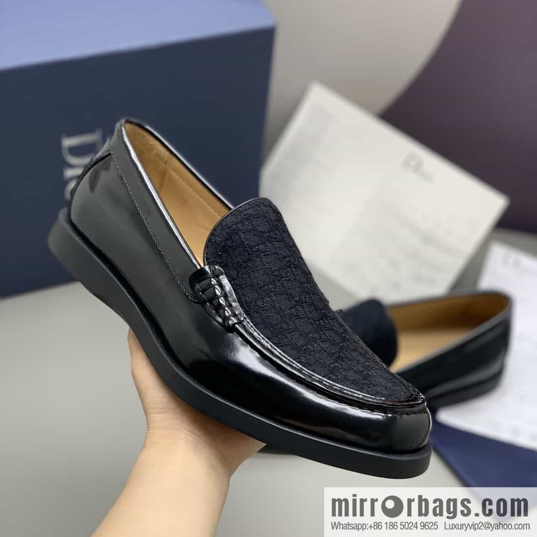 Dior men's loafers crafted in black smooth cow leather (fabric)