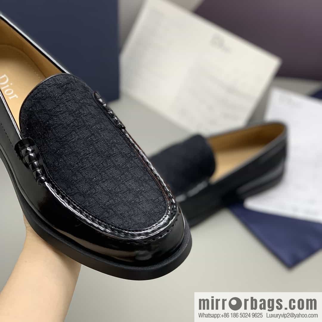 Dior men's loafers crafted in black smooth cow leather (fabric)