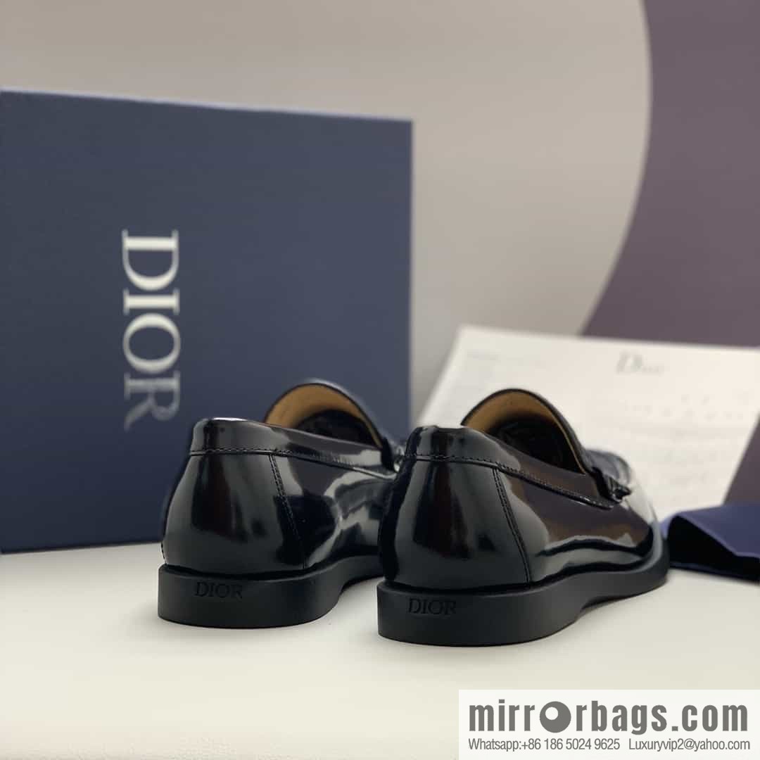 Dior men's loafers crafted in black smooth cow leather (fabric)
