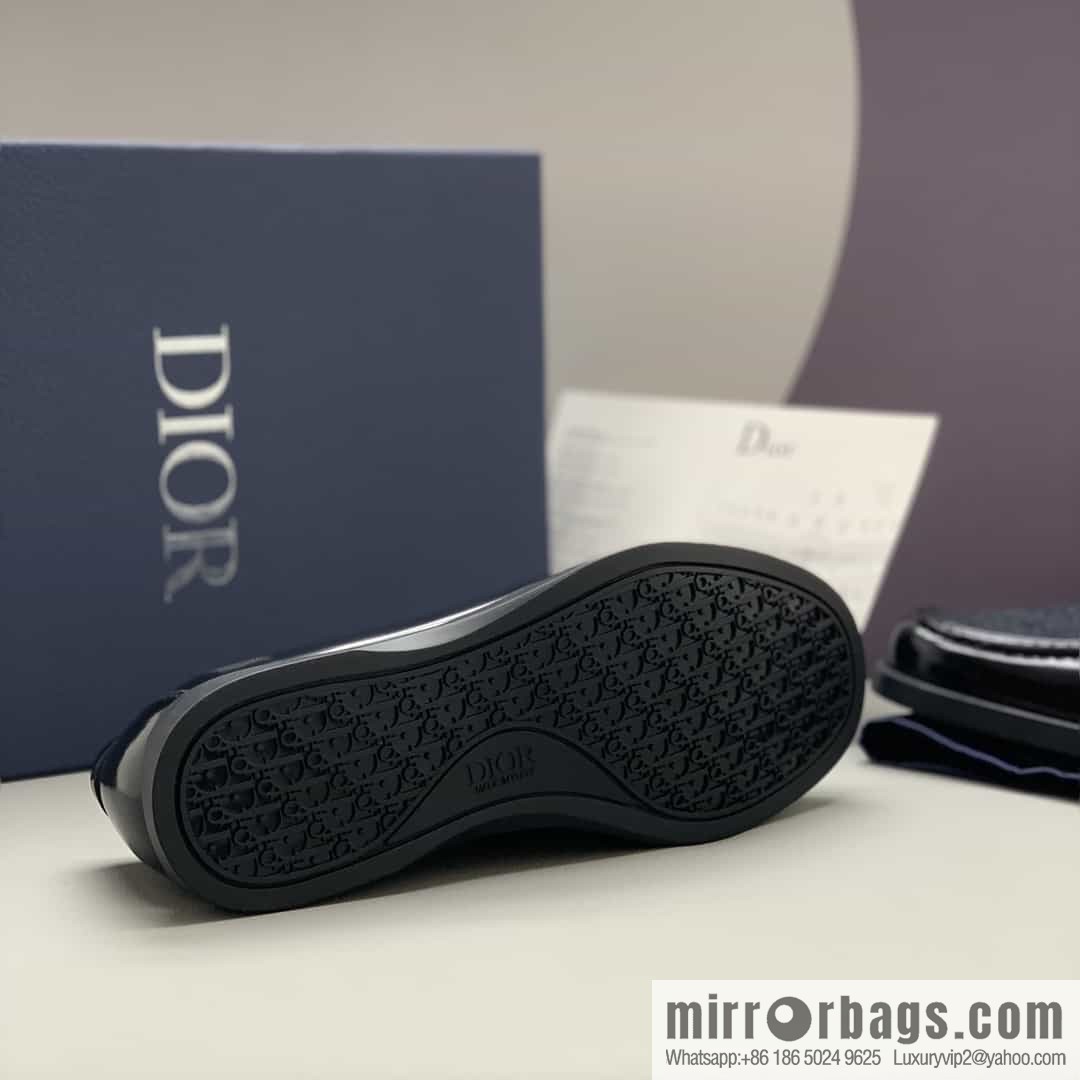 Dior men's loafers crafted in black smooth cow leather (fabric)