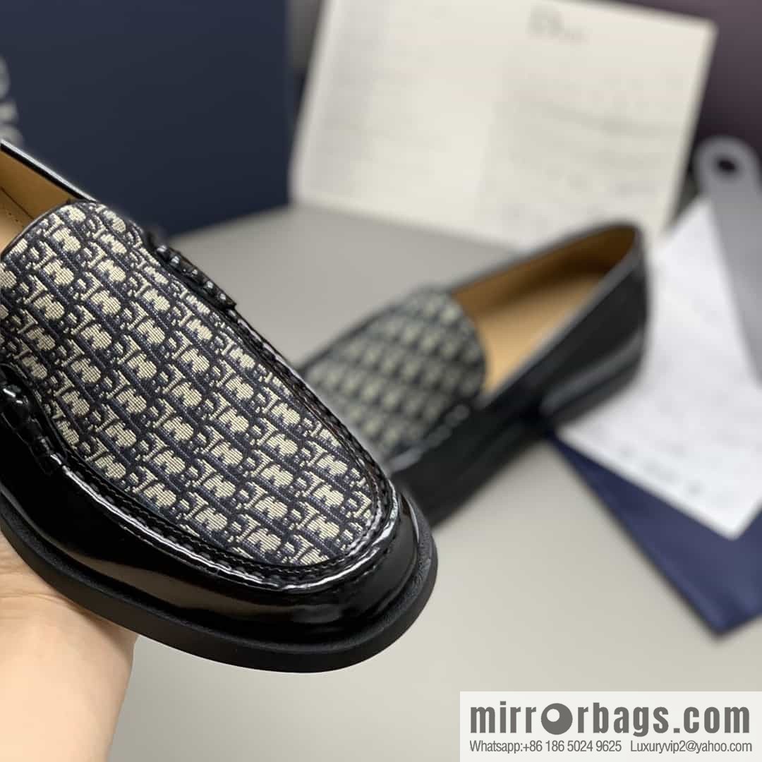 Dior men's loafers crafted in black smooth cow leather (fabric)