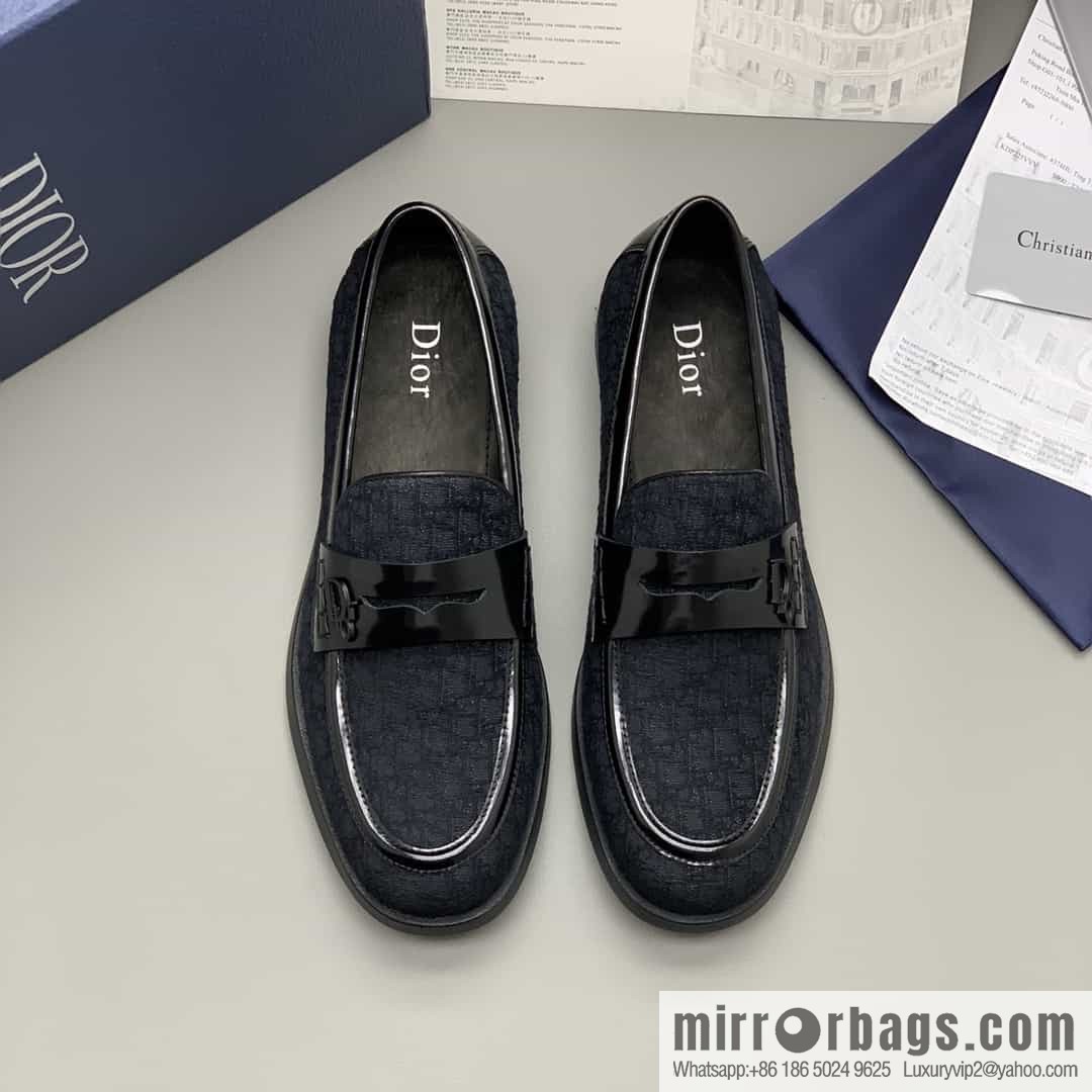 Dior men's loafers crafted in black smooth cow leather (fabric)
