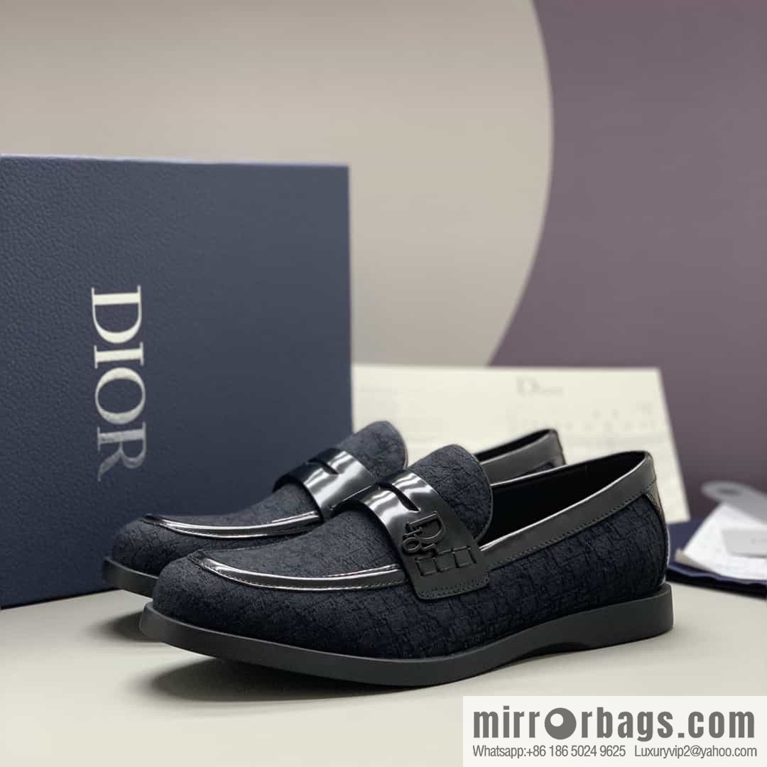 Dior men's loafers crafted in black smooth cow leather (fabric)