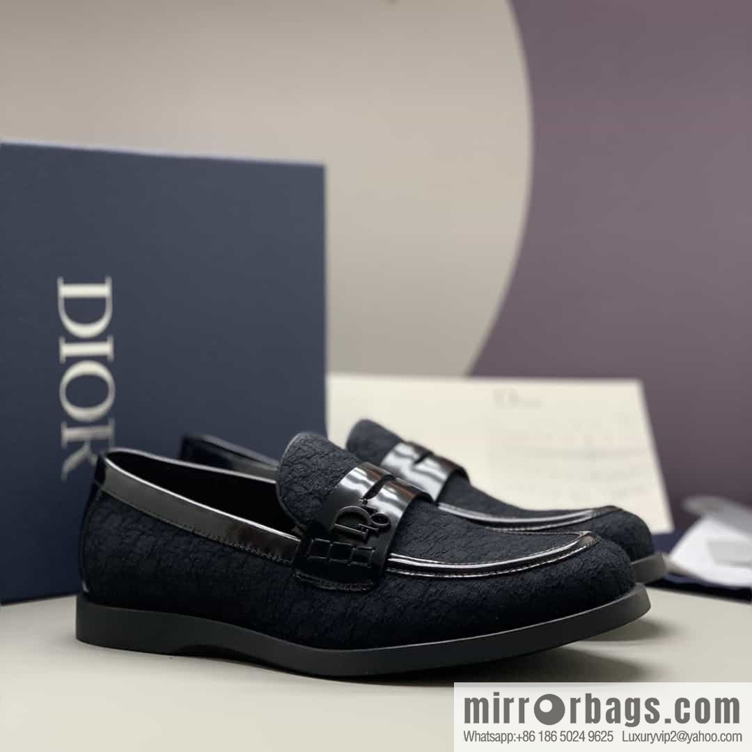 Dior men's loafers crafted in black smooth cow leather (fabric)