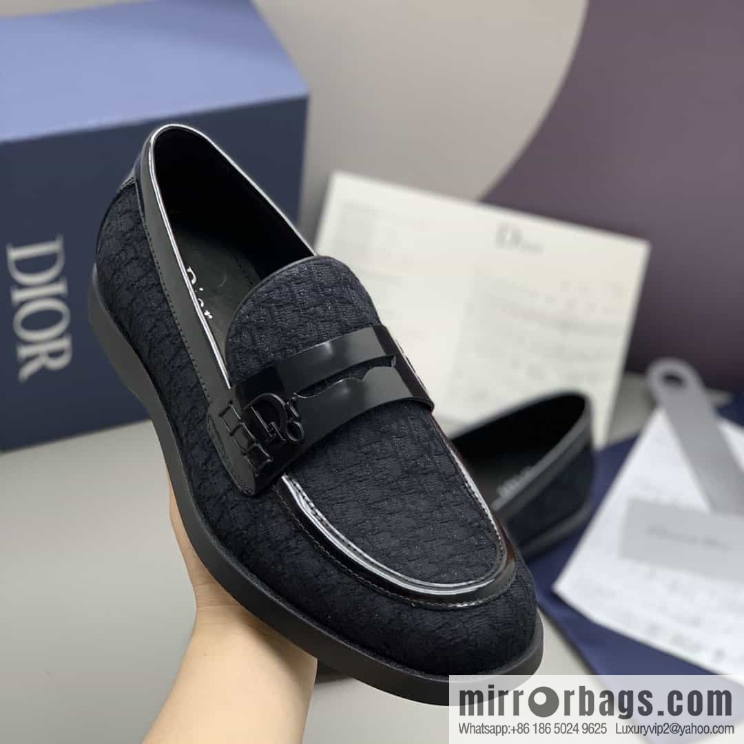 Dior men's loafers crafted in black smooth cow leather (fabric)