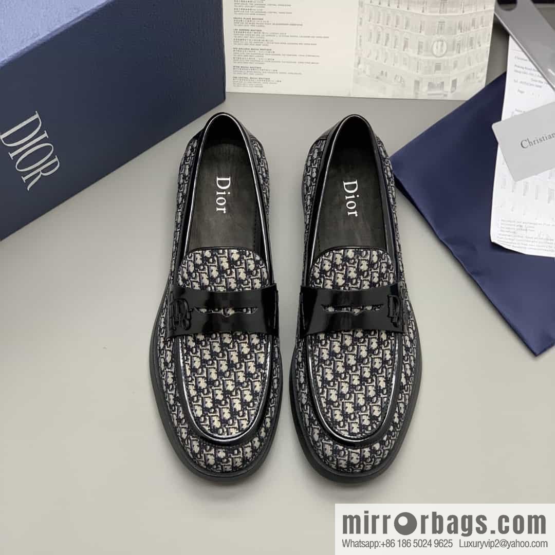 Dior men's loafers crafted in black smooth cow leather (fabric)