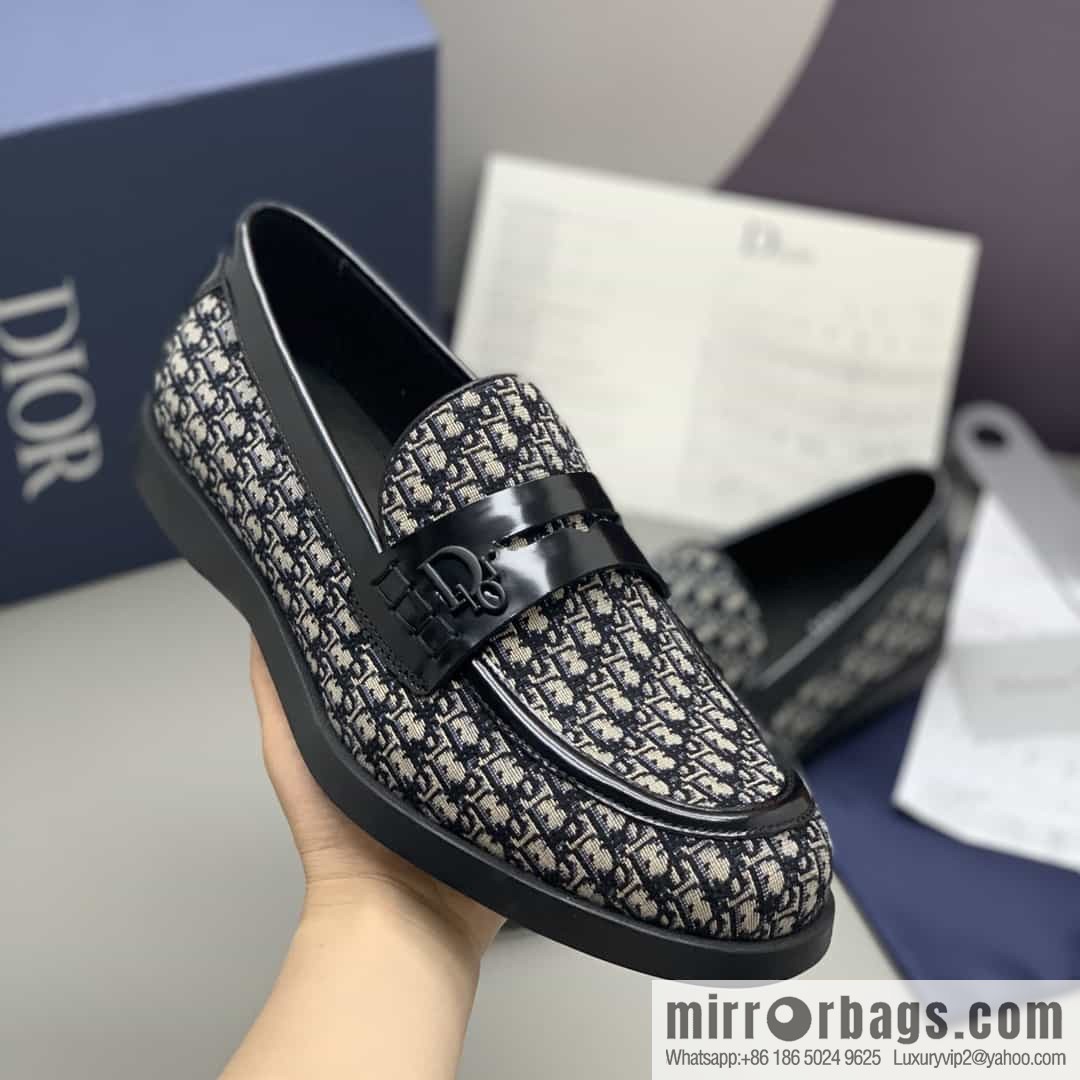 Dior men's loafers crafted in black smooth cow leather (fabric)