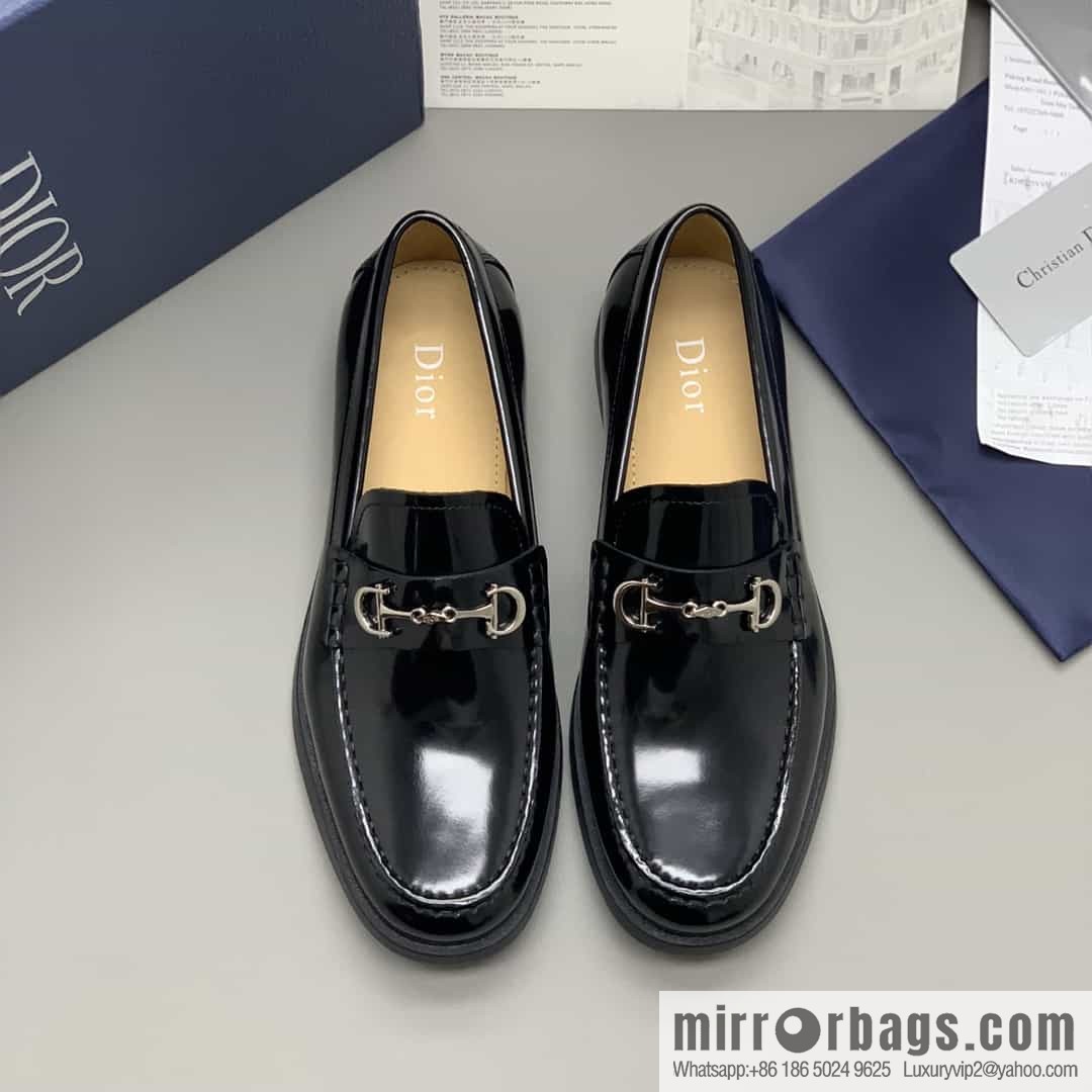 Dior men's loafers crafted in black smooth cow leather (fabric)