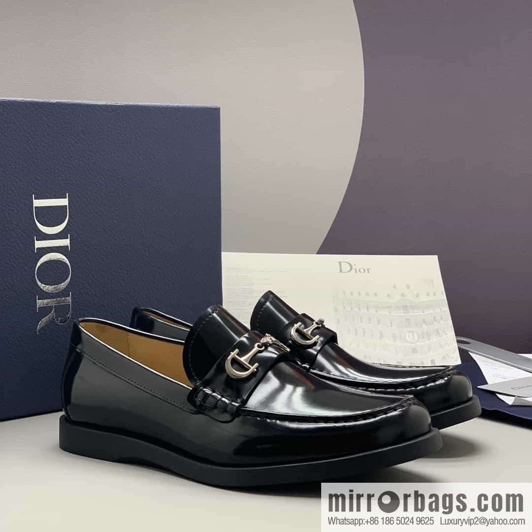 Dior men's loafers crafted in black smooth cow leather (fabric)