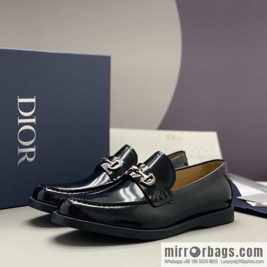 Dior men's loafers crafted in black smooth cow leather (fabric)