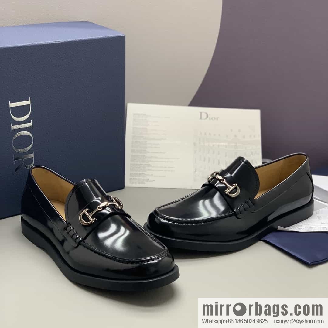 Dior men's loafers crafted in black smooth cow leather (fabric)