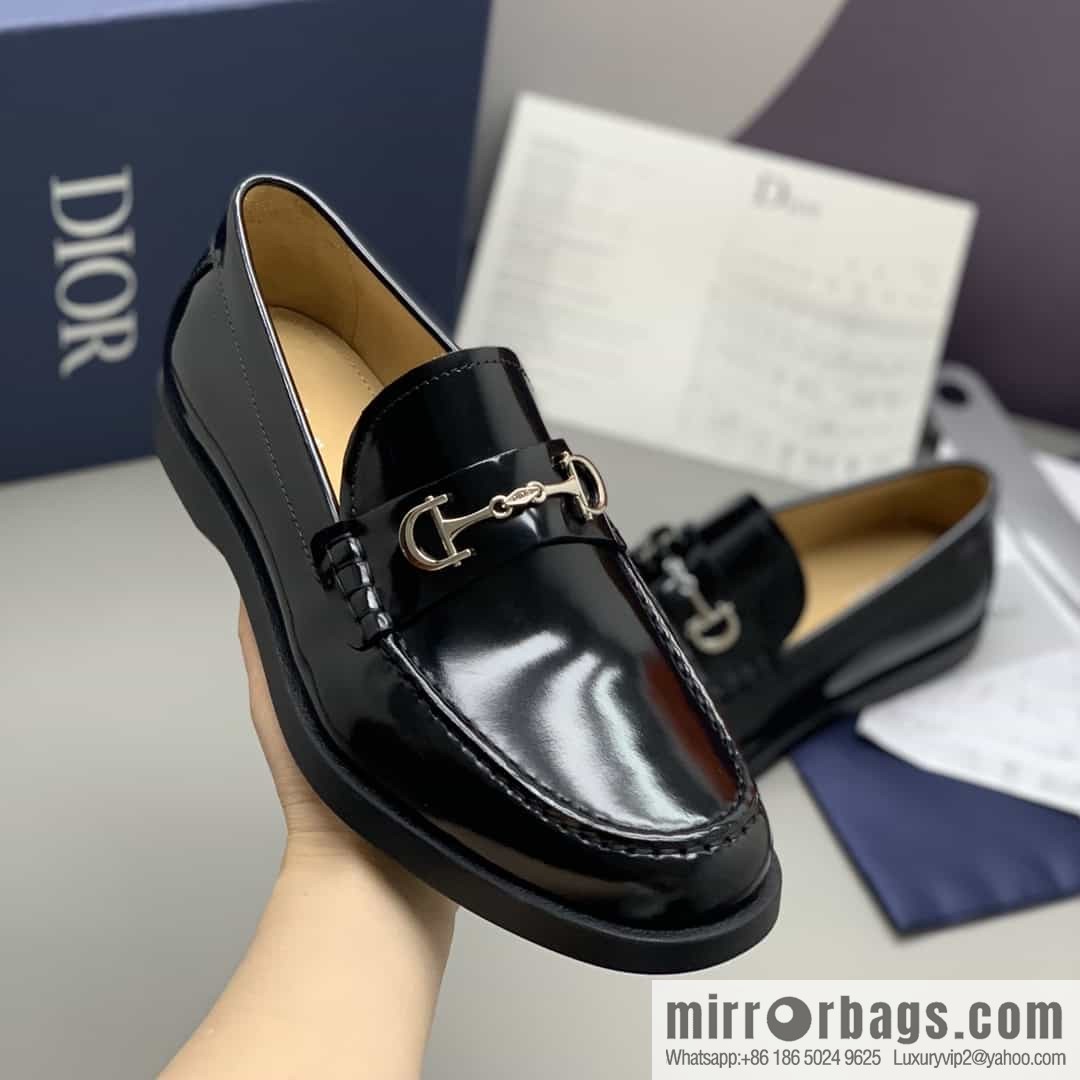 Dior men's loafers crafted in black smooth cow leather (fabric)