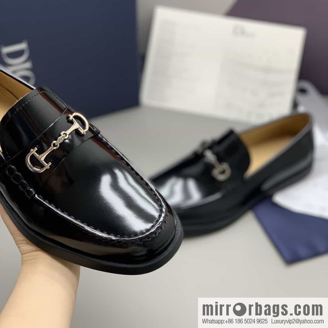 Dior men's loafers crafted in black smooth cow leather (fabric)