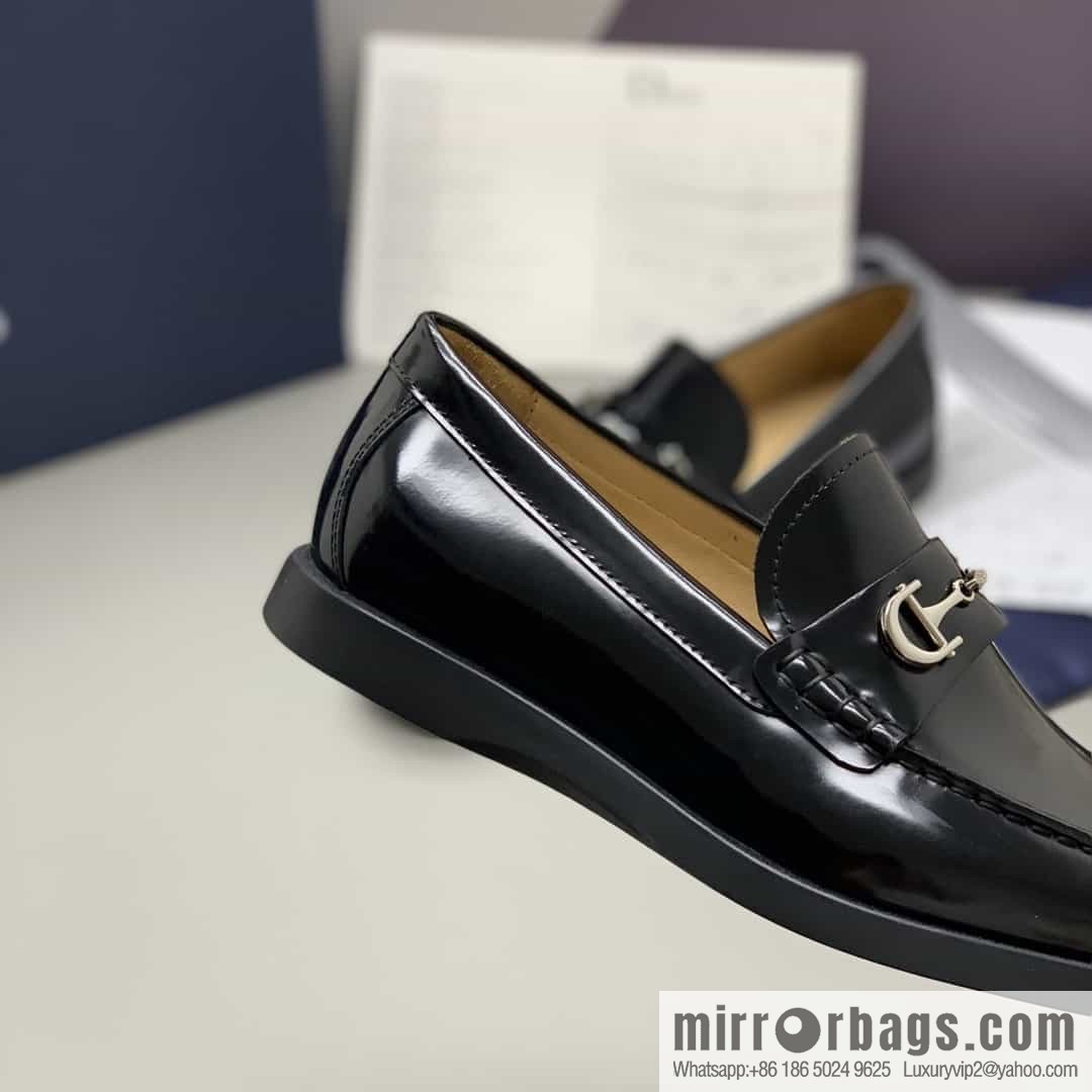 Dior men's loafers crafted in black smooth cow leather (fabric)