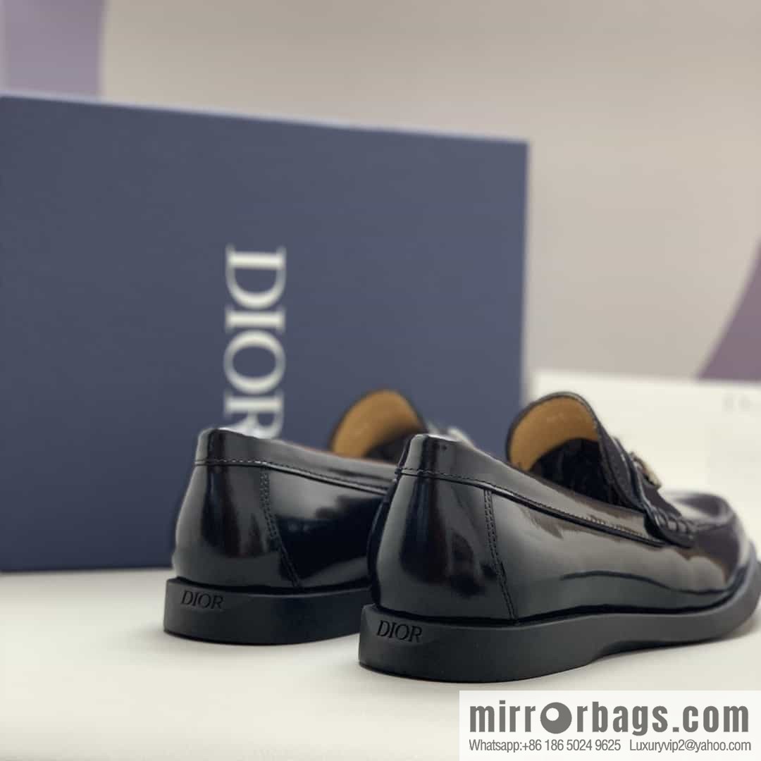 Dior men's loafers crafted in black smooth cow leather (fabric)