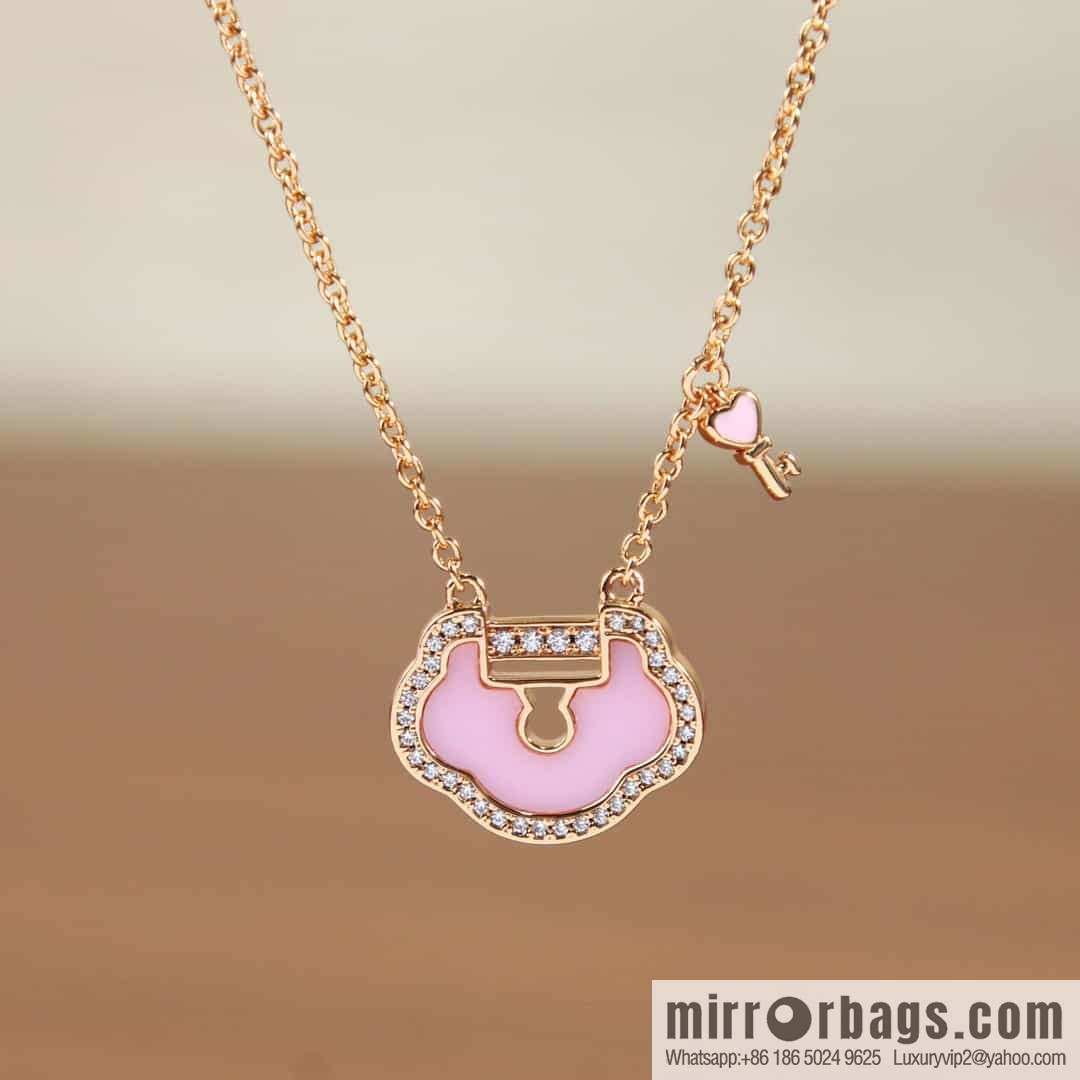 Qeelin Qixi Festival Large Safety Lock Ruyi Lock Necklace