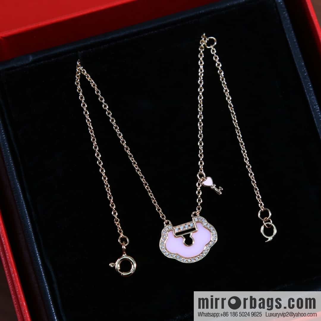 Qeelin Qixi Festival Large Safety Lock Ruyi Lock Necklace