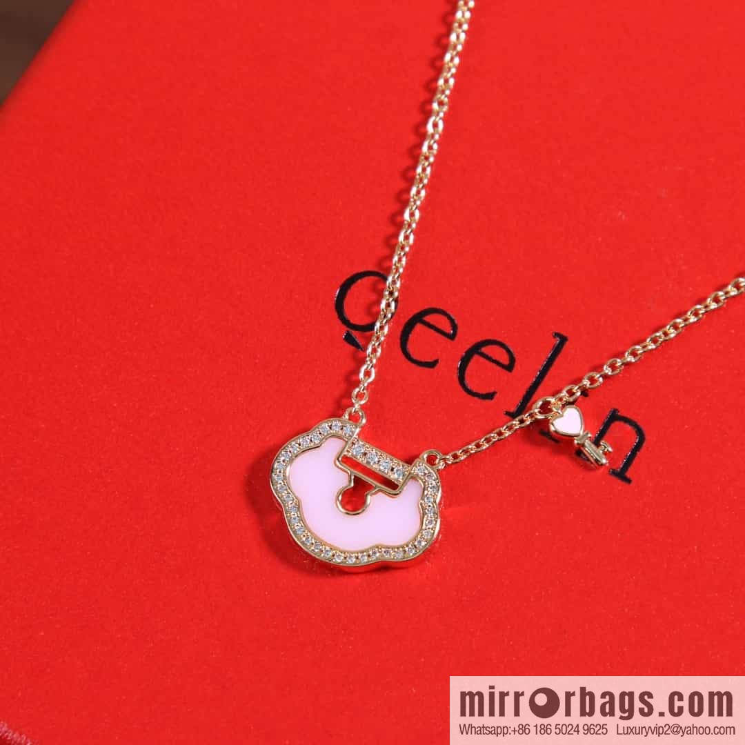 Qeelin Qixi Festival Large Safety Lock Ruyi Lock Necklace