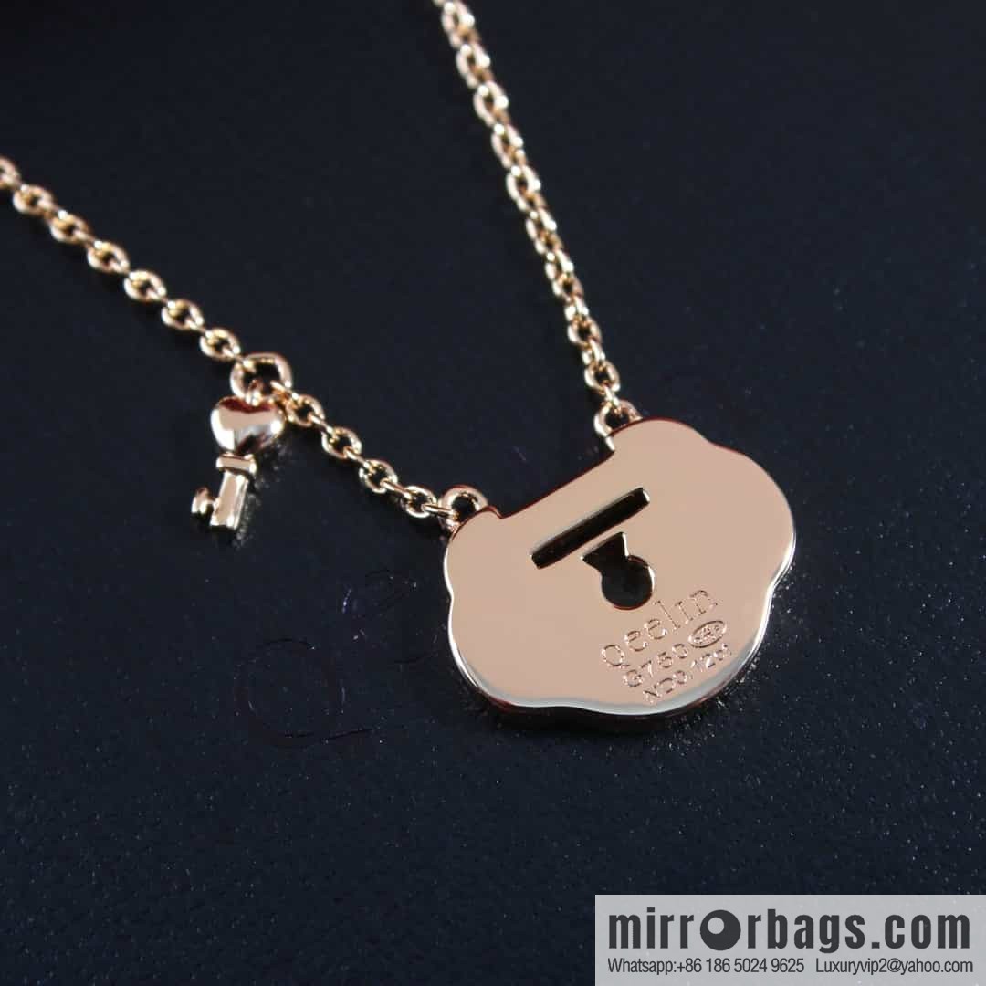 Qeelin Qixi Festival Large Safety Lock Ruyi Lock Necklace