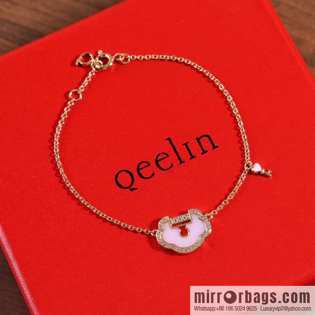 Qeelin Qixi Festival Large Safety Lock Ruyi Lock, Bracelet