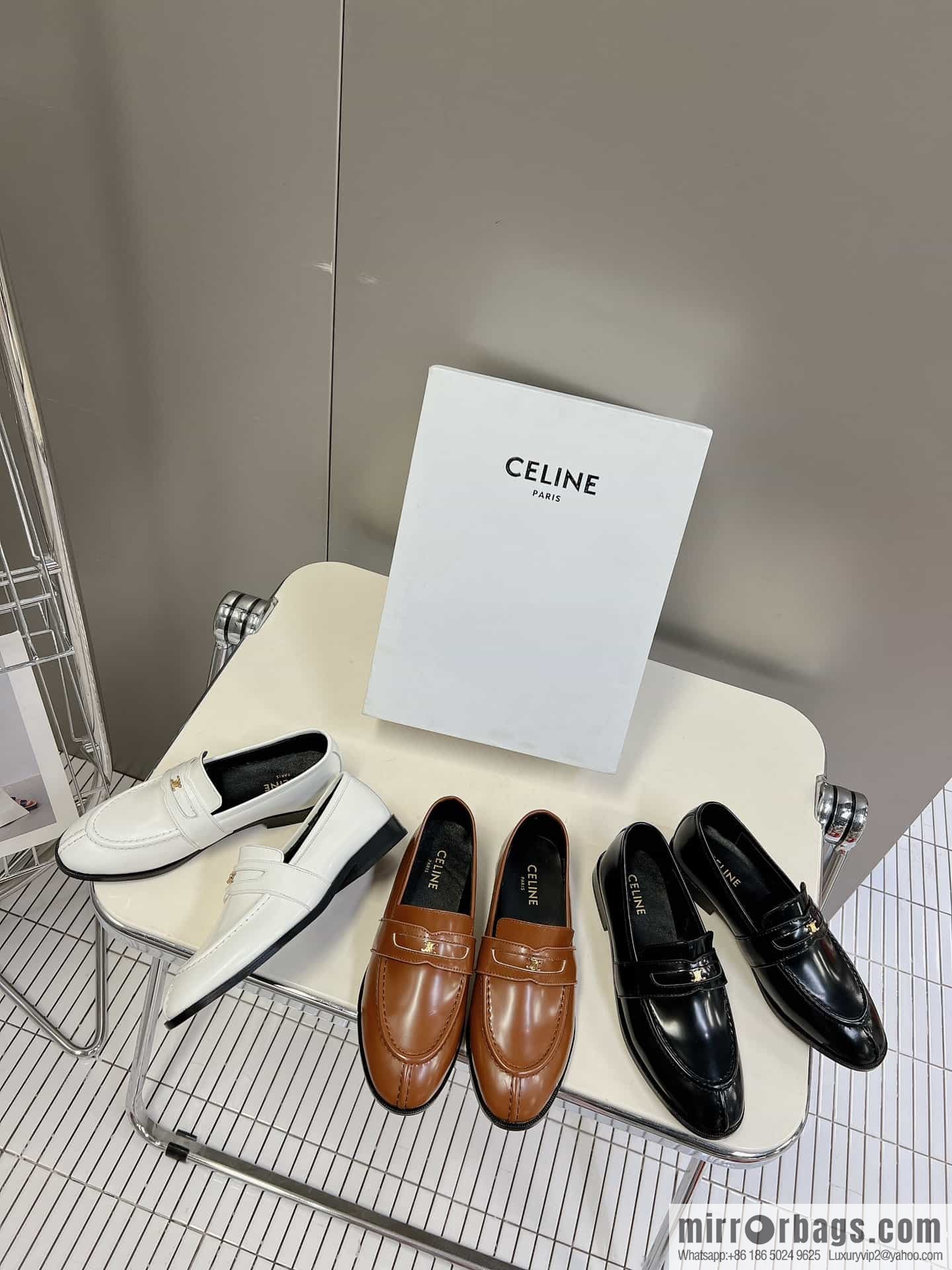 CELINEl Celine loafers Caesar door buckle series casual small leather shoes