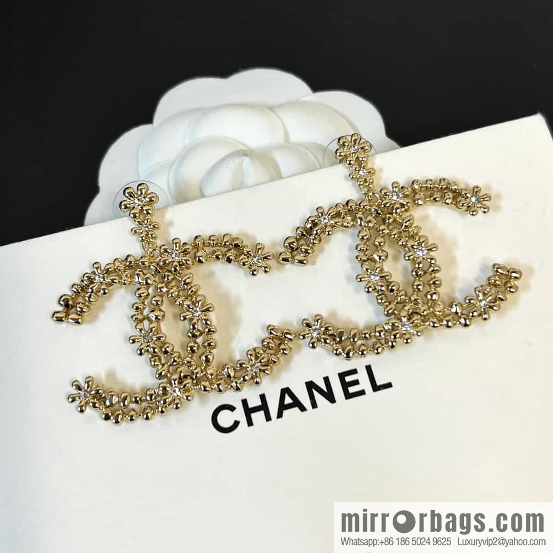 New ☑️ Chanel c2 double c gold flower stud earrings